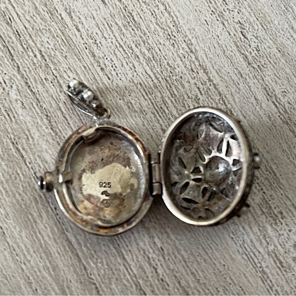 Marcasite and Pearl Silver Locket and Ornament - Picture 8 of 12